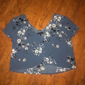 Pacsun Kendall and Kylie Cropped Blue Floral Top